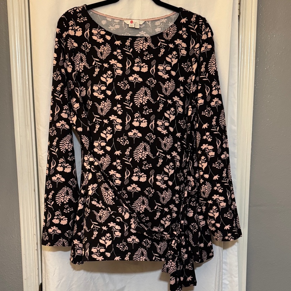 Boden Black and Pink Floral Blouse